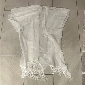 House of Harlow 1960 White Fringe Swim Coverup